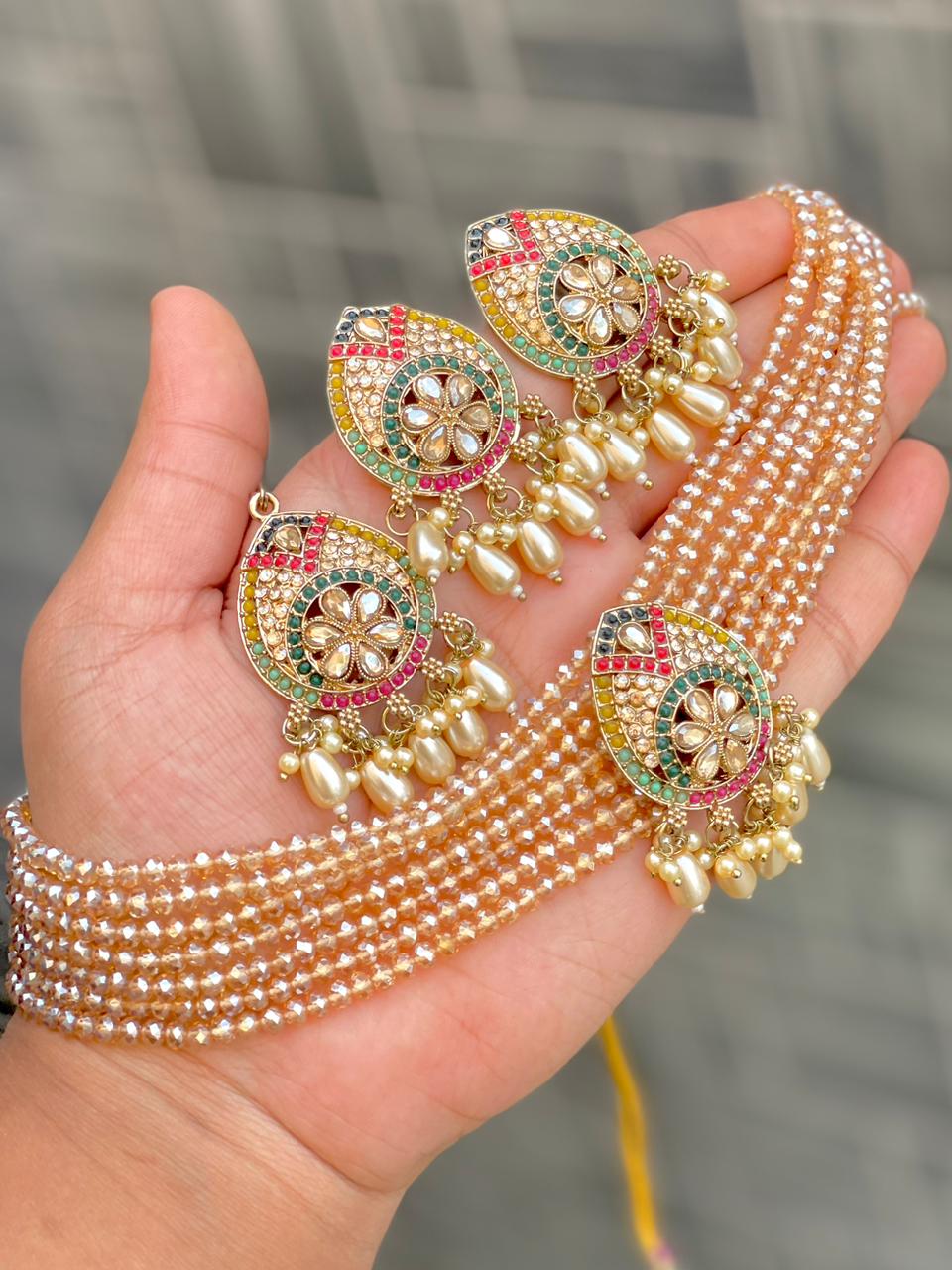 Reverse Ad Chokker With Beautiful Earrings And Tika